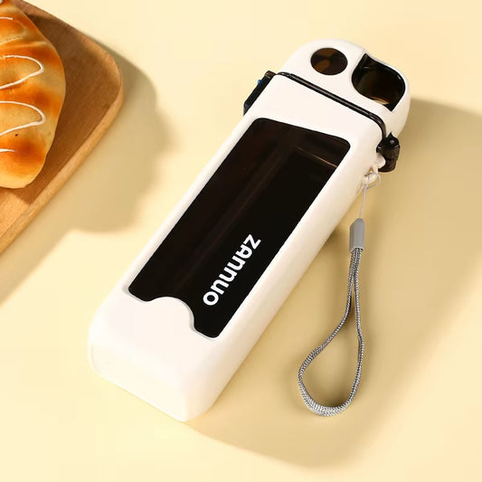 Square Sports Water Bottle - Sleek Portable Design with Straw, Bpa-Free Plastic for Kids & Adults, Small Capacity&Heat-Resistant