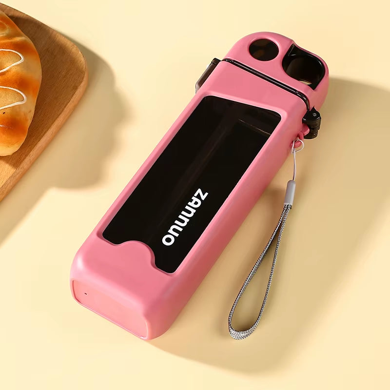 Square Sports Water Bottle - Sleek Portable Design with Straw, Bpa-Free Plastic for Kids & Adults, Small Capacity&Heat-Resistant