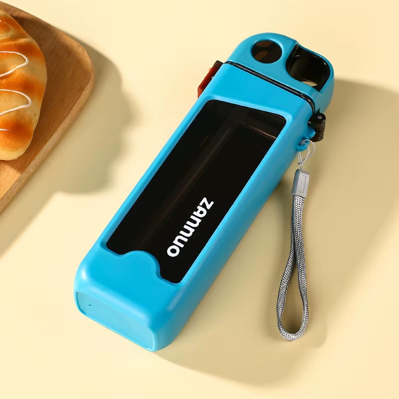 Square Sports Water Bottle - Sleek Portable Design with Straw, Bpa-Free Plastic for Kids & Adults, Small Capacity&Heat-Resistant
